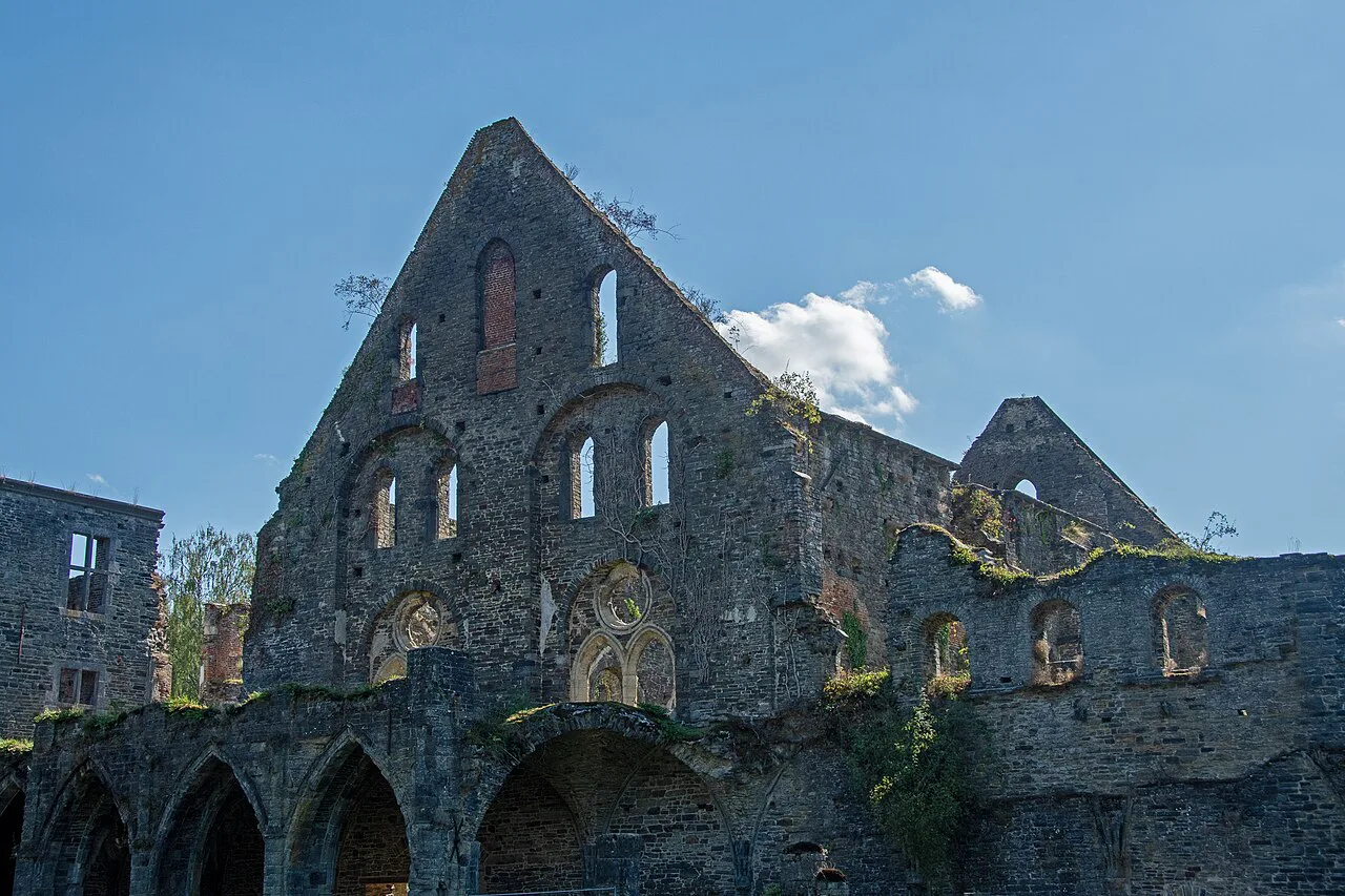 The roofless Gothic ruins of Villers Abbey, Villers-la-Ville.