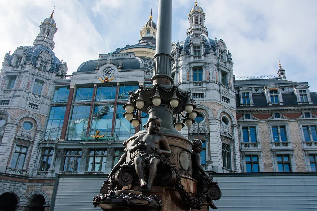 The ornate exterior of Antwerp Central Station.