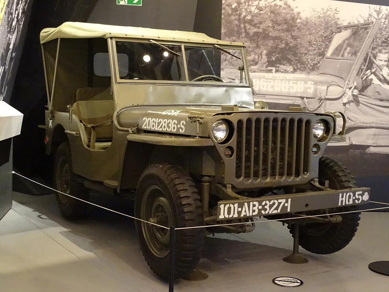 A Willys MB jeep on display at the Bastogne War Museum.