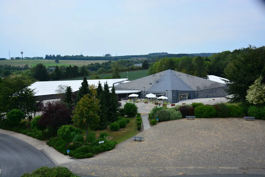 The Bastogne War Museum seen from above on the edge of Bastogne.