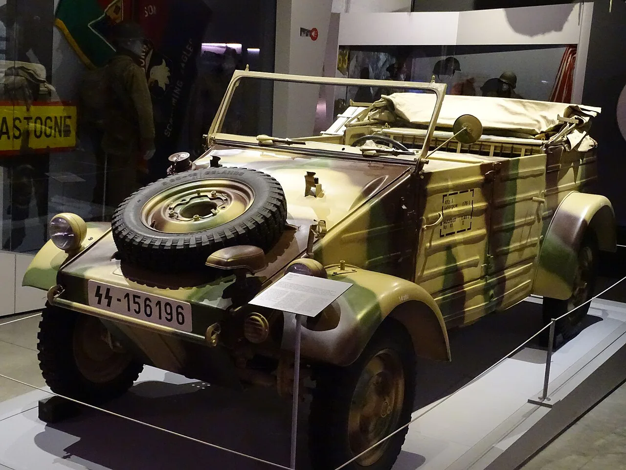 A Volkswagen Kübelwagen on display in the Bastogne War Museum, Bastogne.