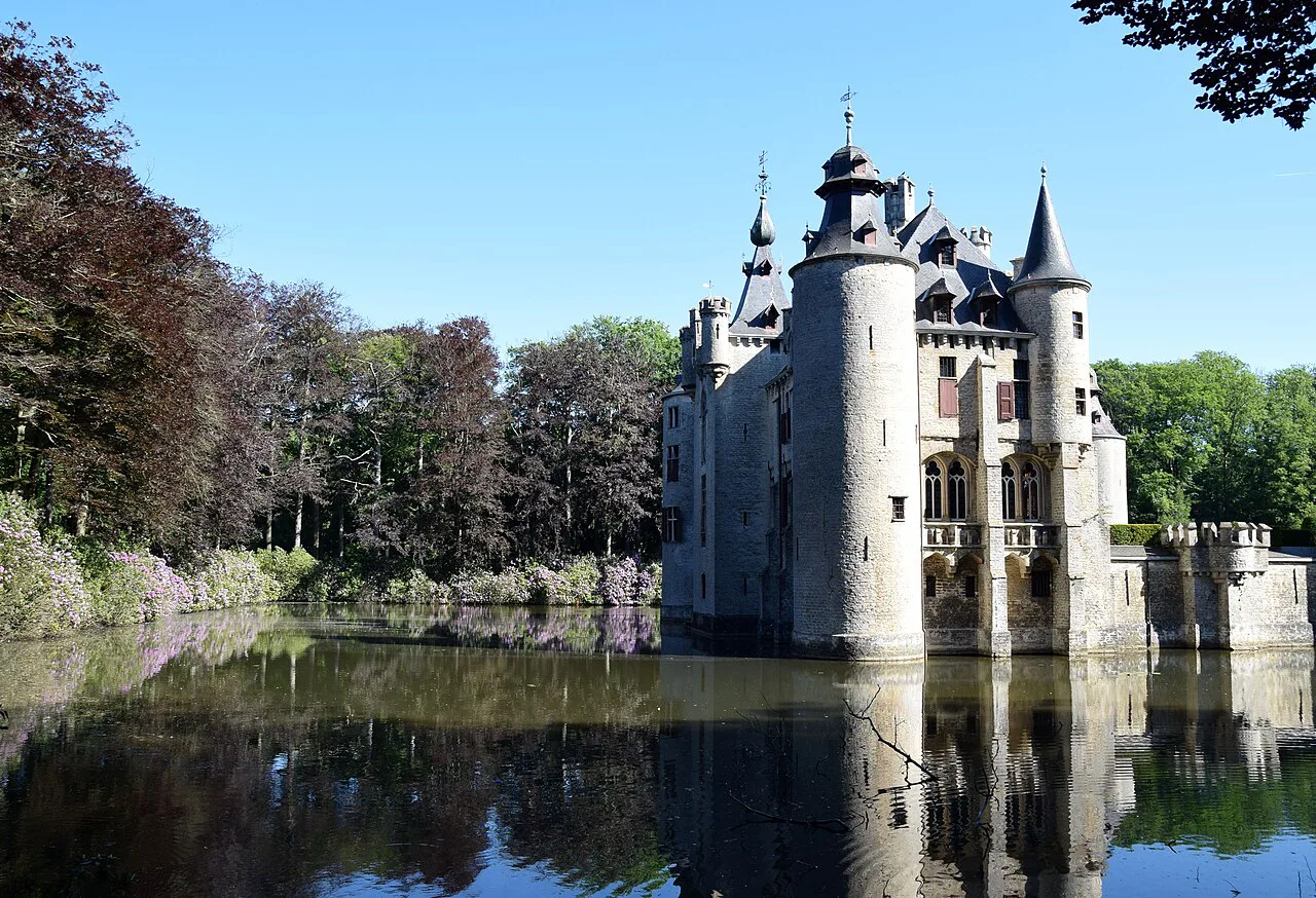 Borrekens Castle reflected in its moat, Vorselaar.