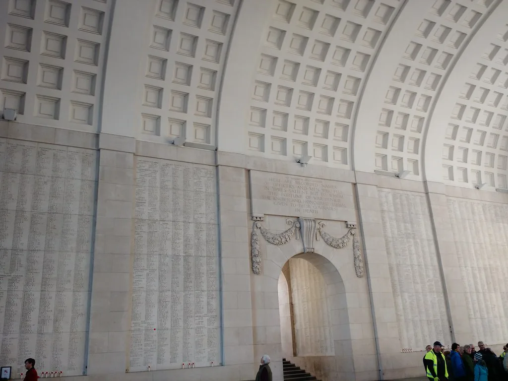 Names of the missing carved inside the Menin Gate, Ypres.