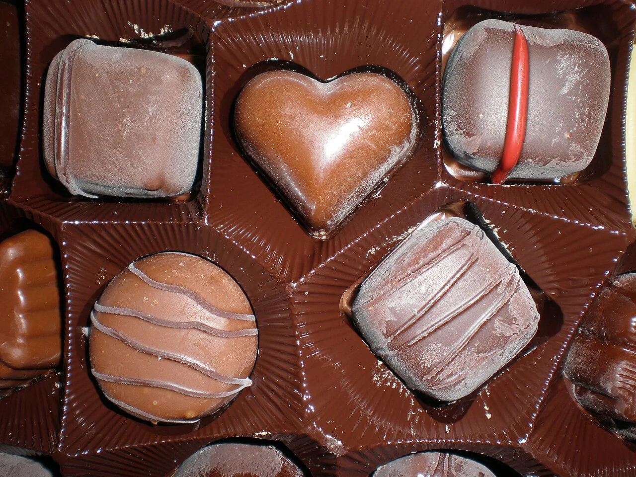 An assortment of Belgian chocolates.
