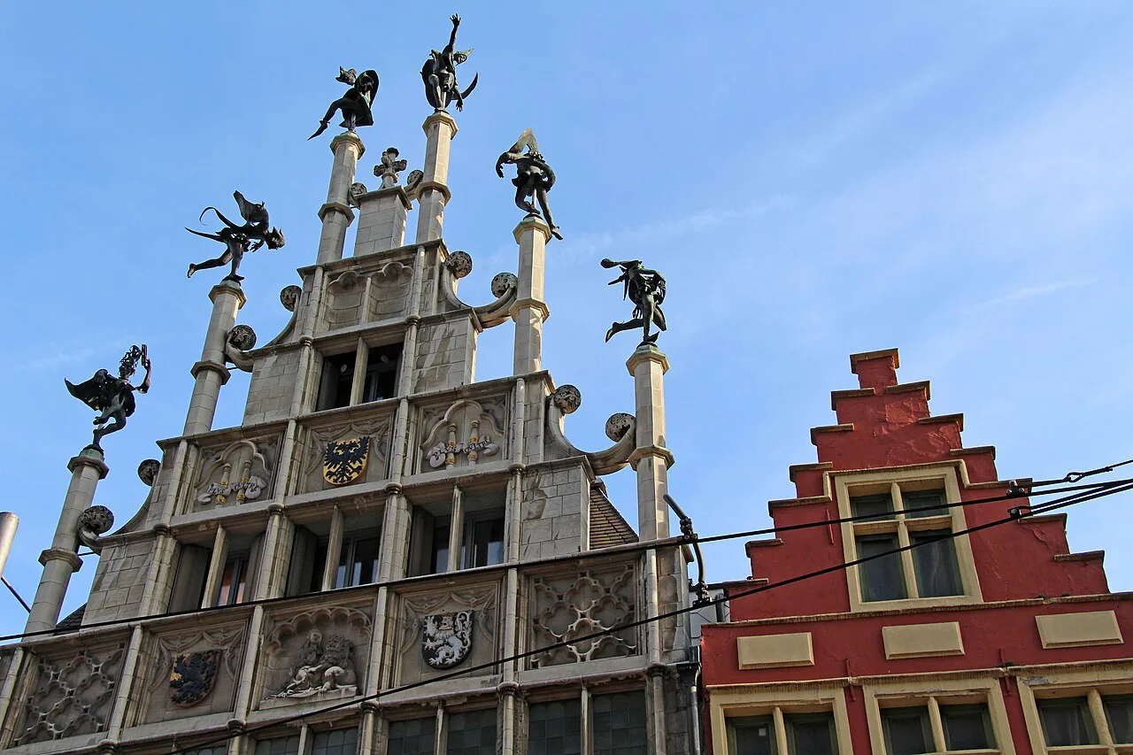 The stepped gable of the Masons' Guild Hall on Sint-Niklaasstraat, Ghent.