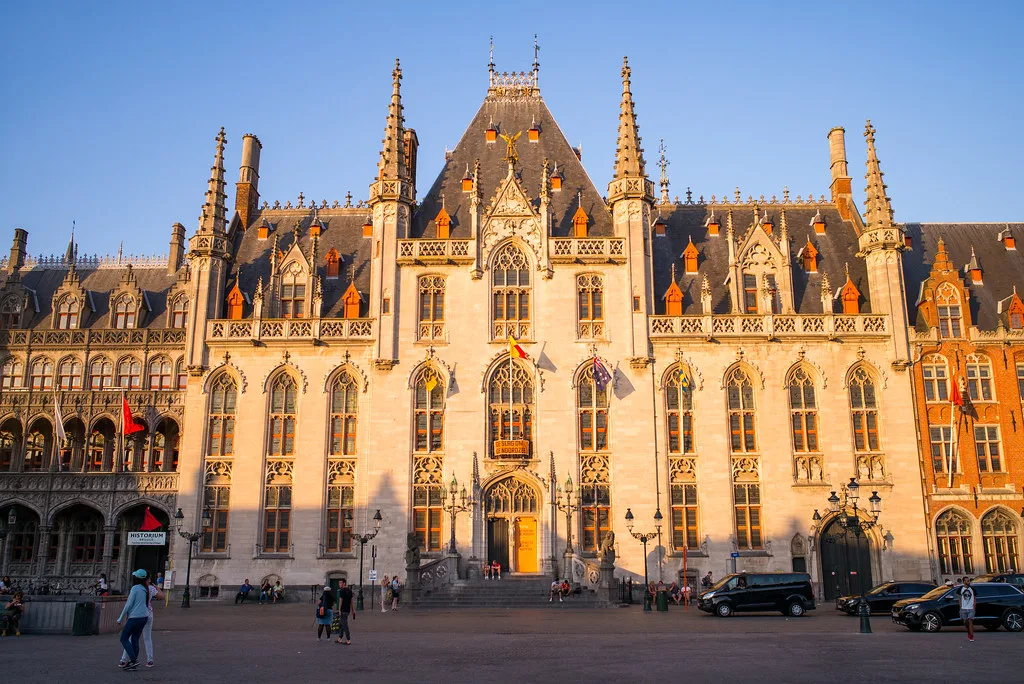 The Provincial Court on the Markt in evening light, Bruges.