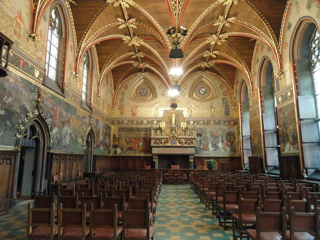 The Gothic Hall inside Bruges City Hall.