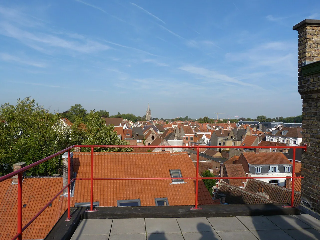 The rooftops of Bruges seen from the roof of De Halve Maan brewery.