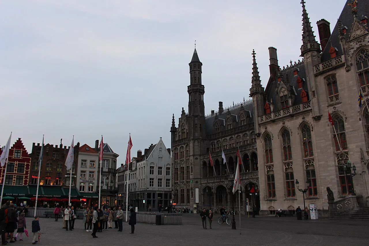 The Markt in Bruges with the neo-Gothic Provincial Court.