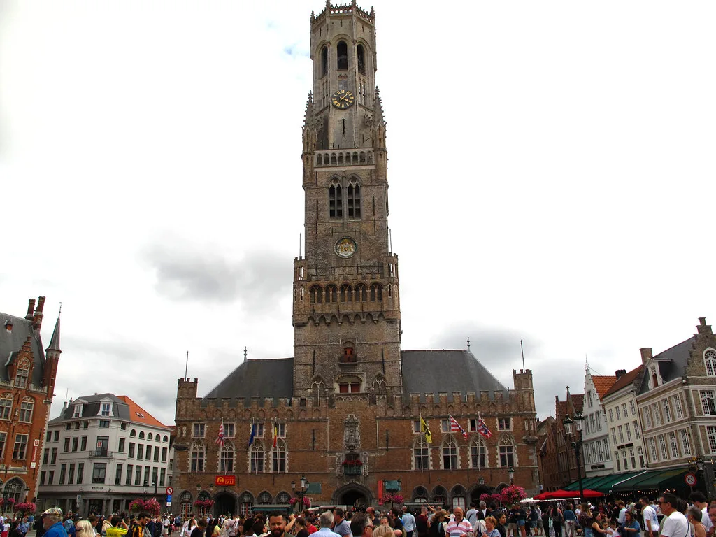The Belfry rising above the Markt, Bruges.