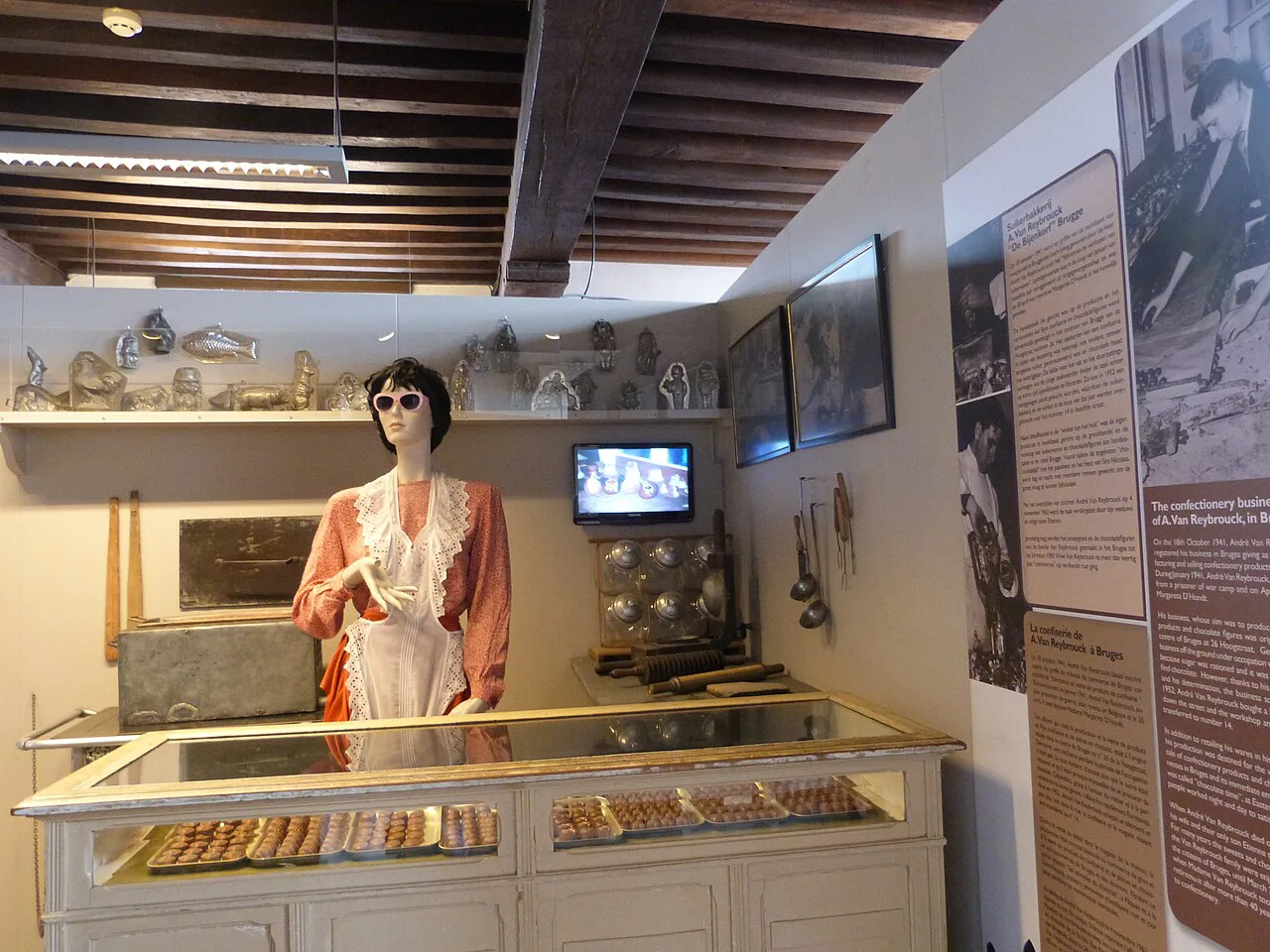 Exhibits inside the Choco-Story chocolate museum in Bruges.