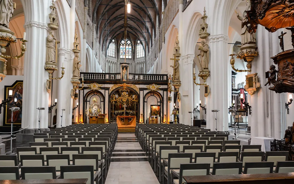 The central nave of the Church of Our Lady, Bruges.