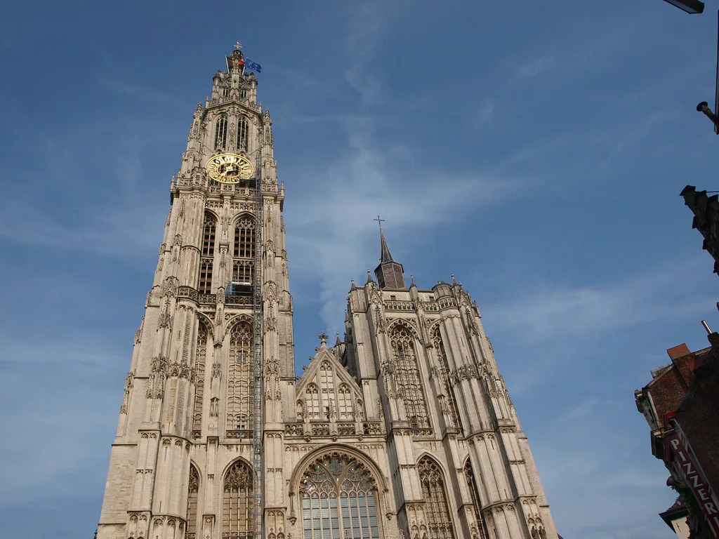 The spire of the Cathedral of Our Lady in Antwerp.