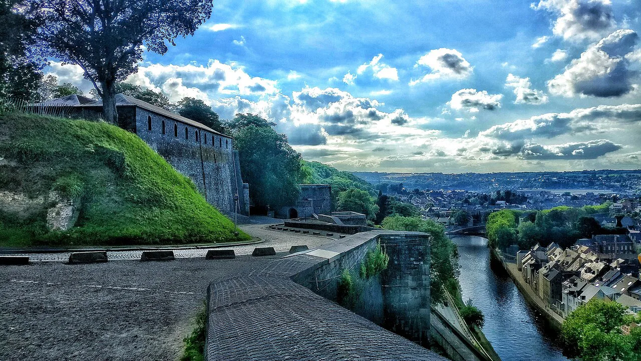 The ramparts of the Citadel of Namur above the river and town, Namur.
