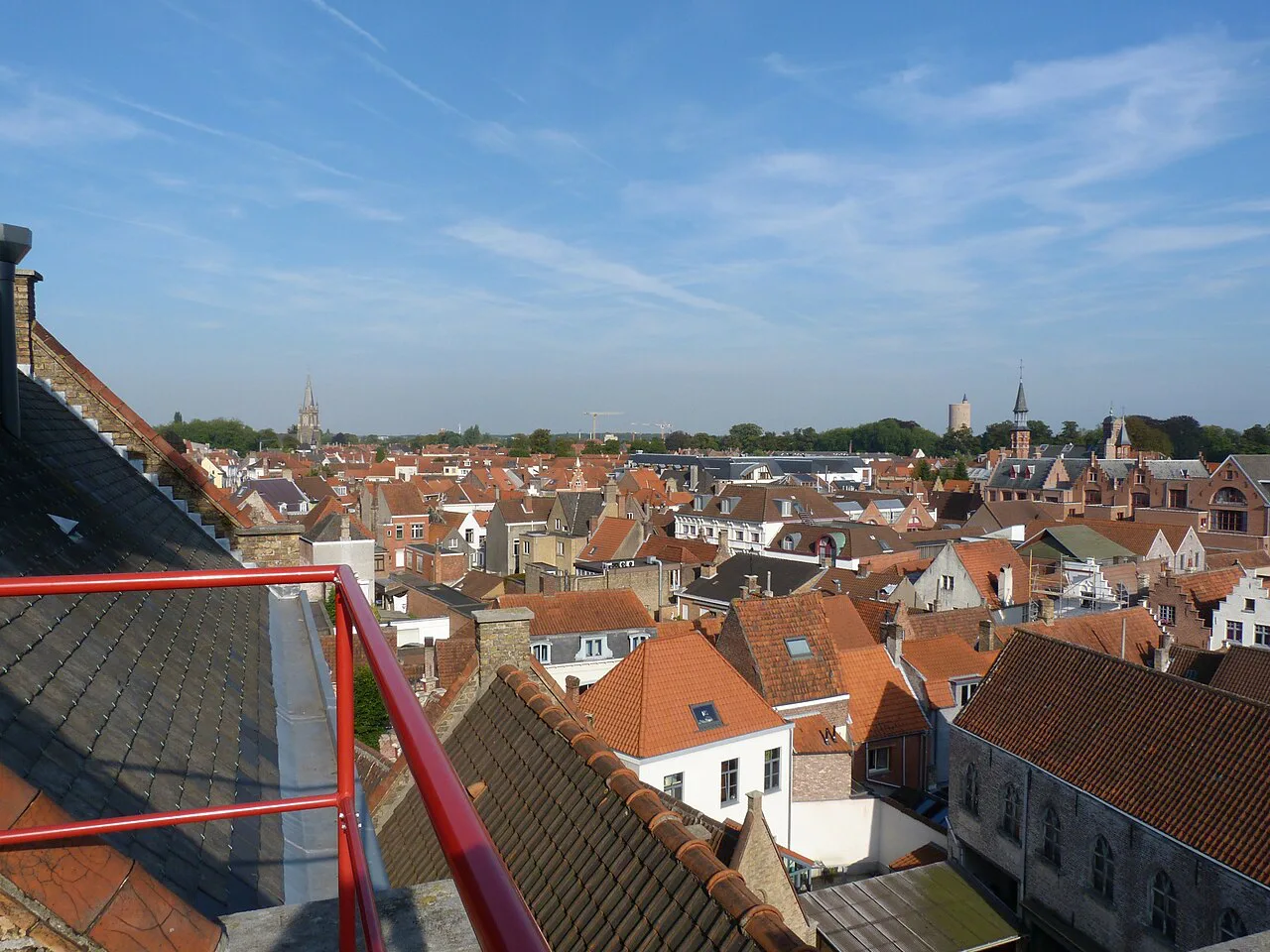 The rooftops of Bruges seen from De Halve Maan brewery.
