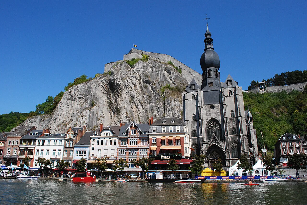 The Collegiate Church of Notre-Dame beneath the citadel cliff, Dinant.