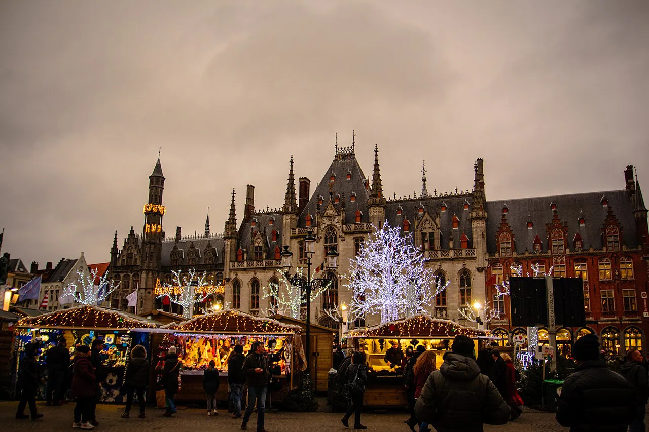 The Christmas market on the Markt, Bruges.