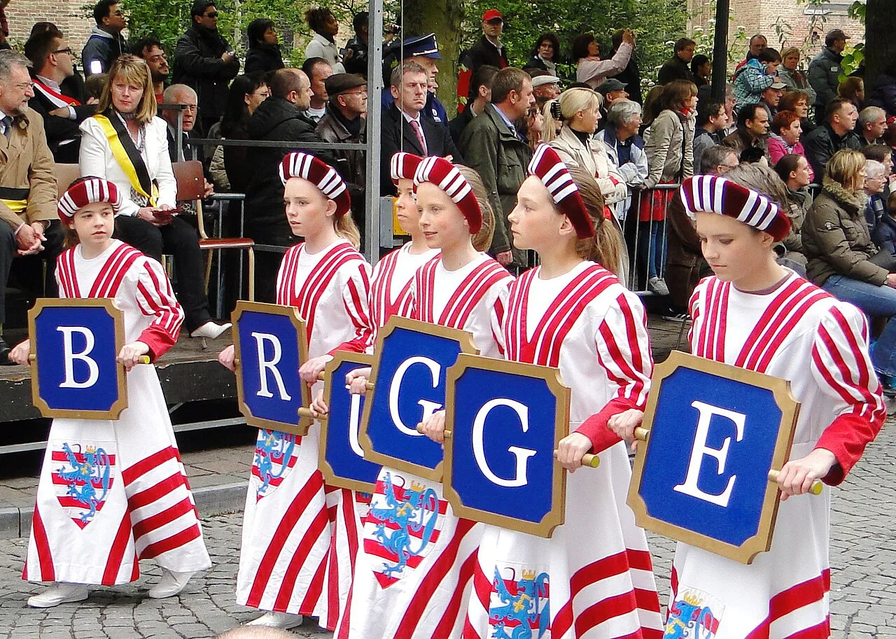 Costumed participants in the Procession of the Holy Blood, Bruges.