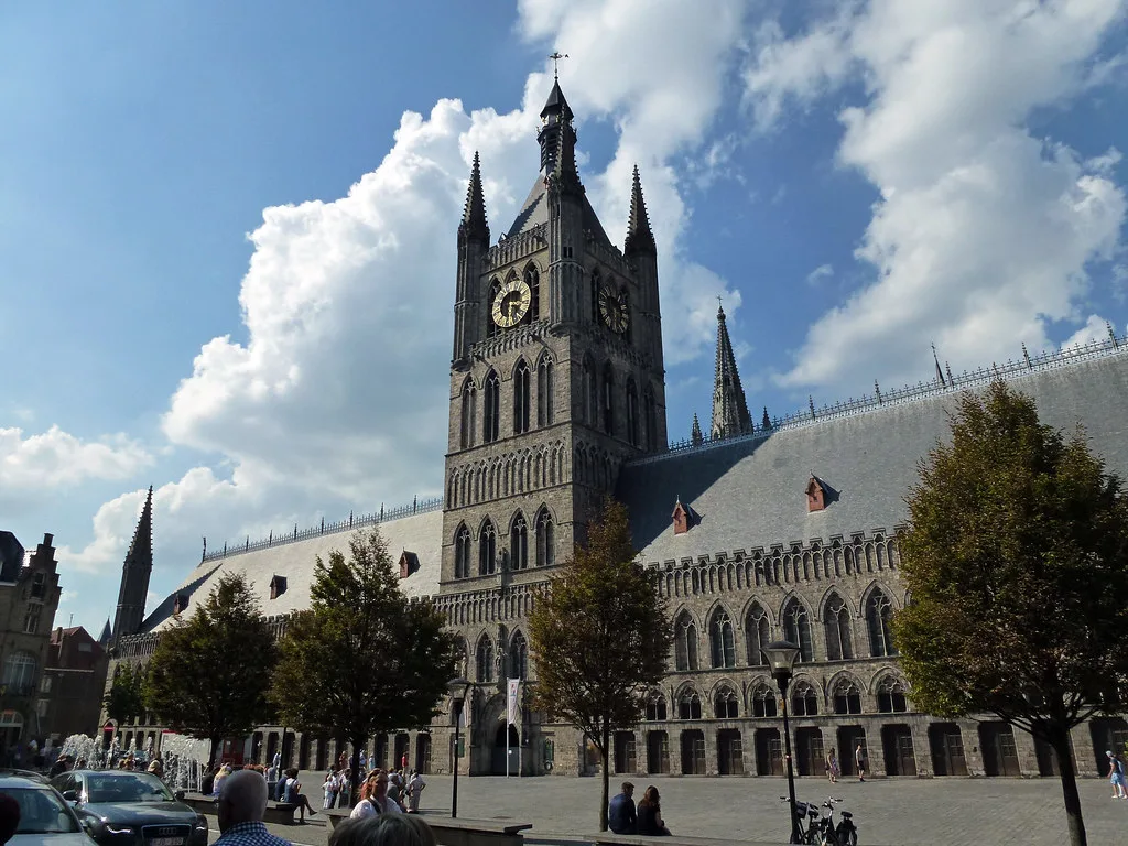 The Cloth Hall and its belfry on the Grote Markt, Ypres.