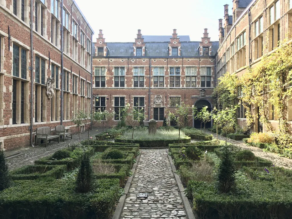 The courtyard garden of the Museum Plantin-Moretus in Antwerp.