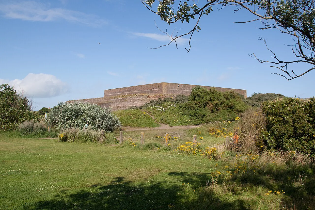 Fort Napoleon rising above the dunes, Ostend.