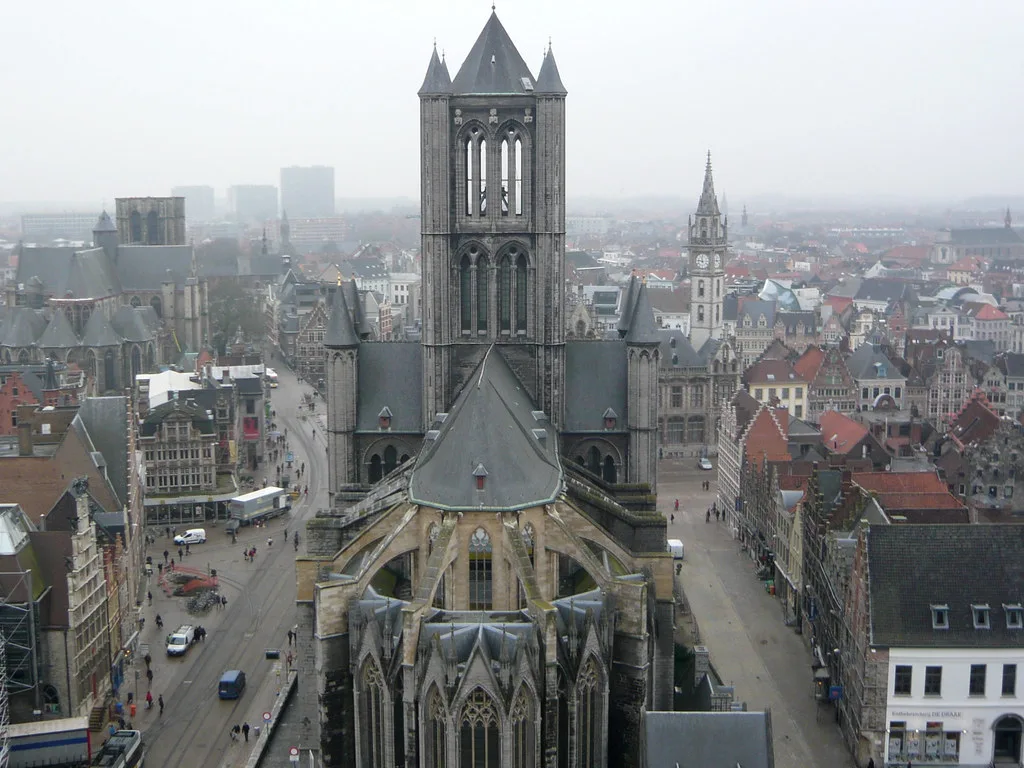 St Bavo's Cathedral seen from the top of the Belfry, Ghent.