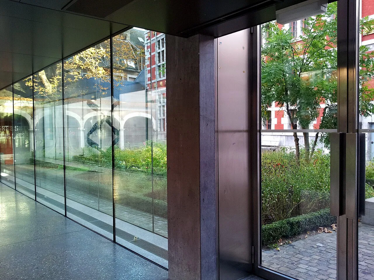 The glazed reception area of the Grand Curtius museum, Liège.