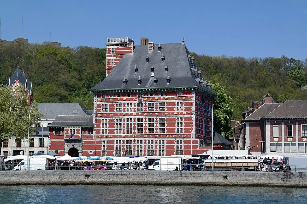 The red-brick Palais Curtius of the Grand Curtius museum on the Meuse, Liège.