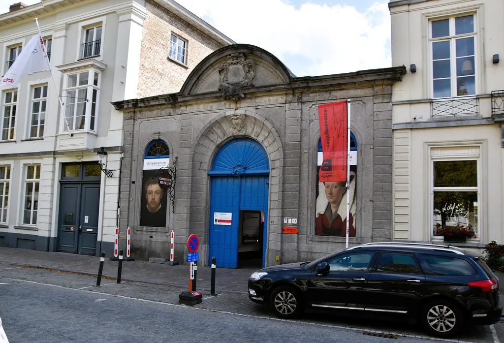The entrance to the Groeninge Museum in the historic centre of Bruges.