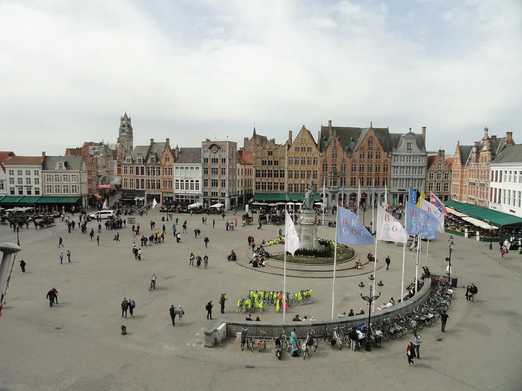 The Markt in Bruges seen from above at the Historium.