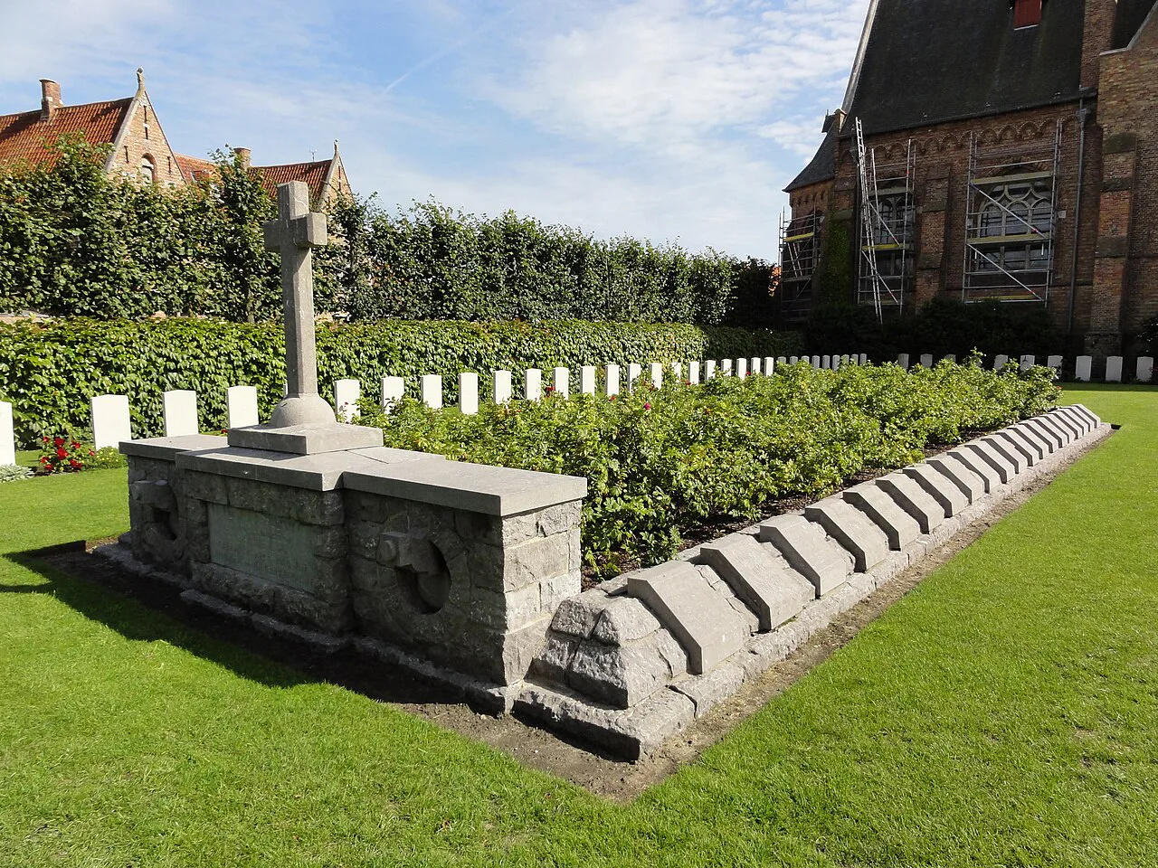 The Commonwealth war graves at Zeebrugge Churchyard.