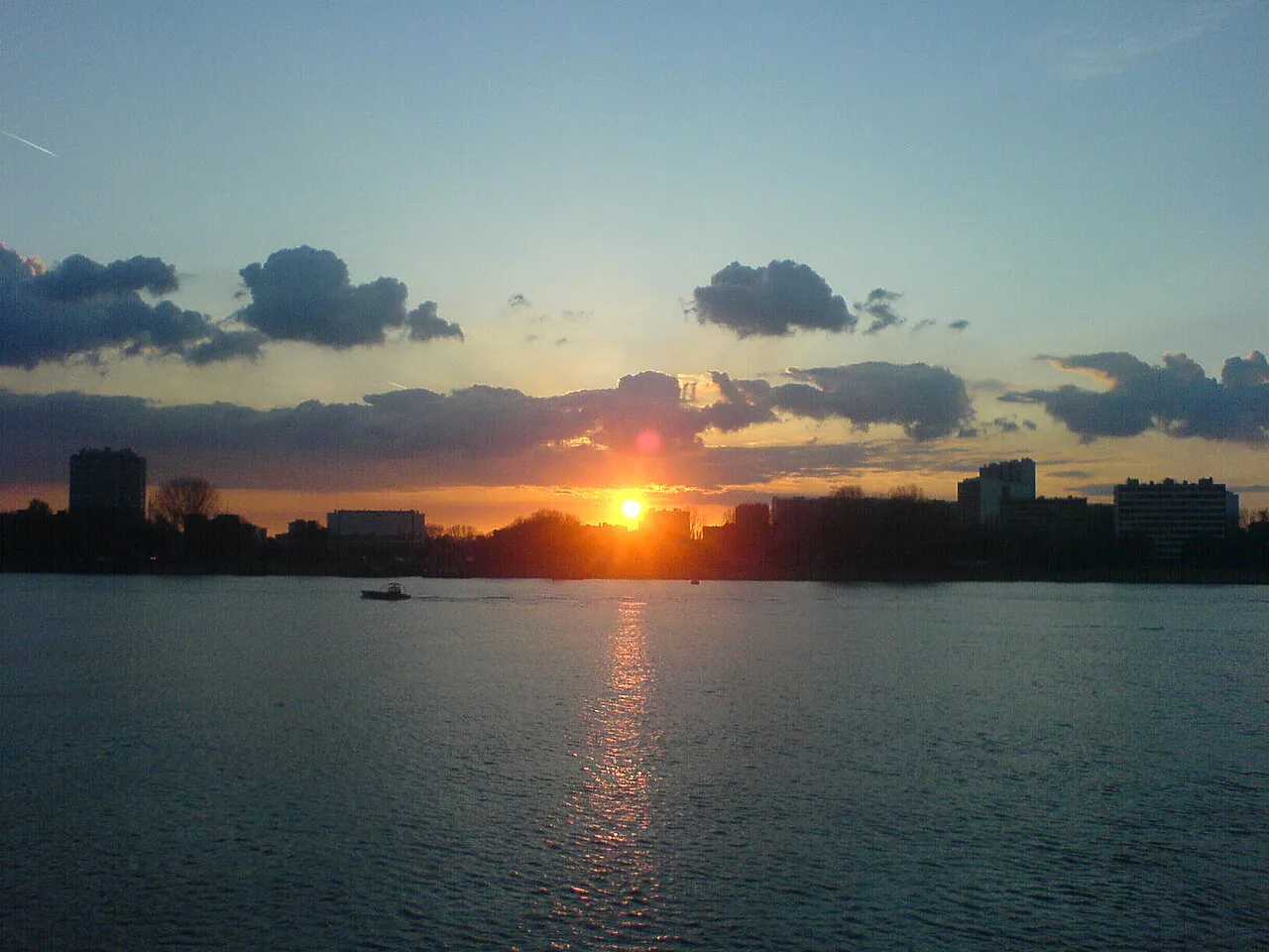 Sunset over the Scheldt seen from the Left Bank, Antwerp.