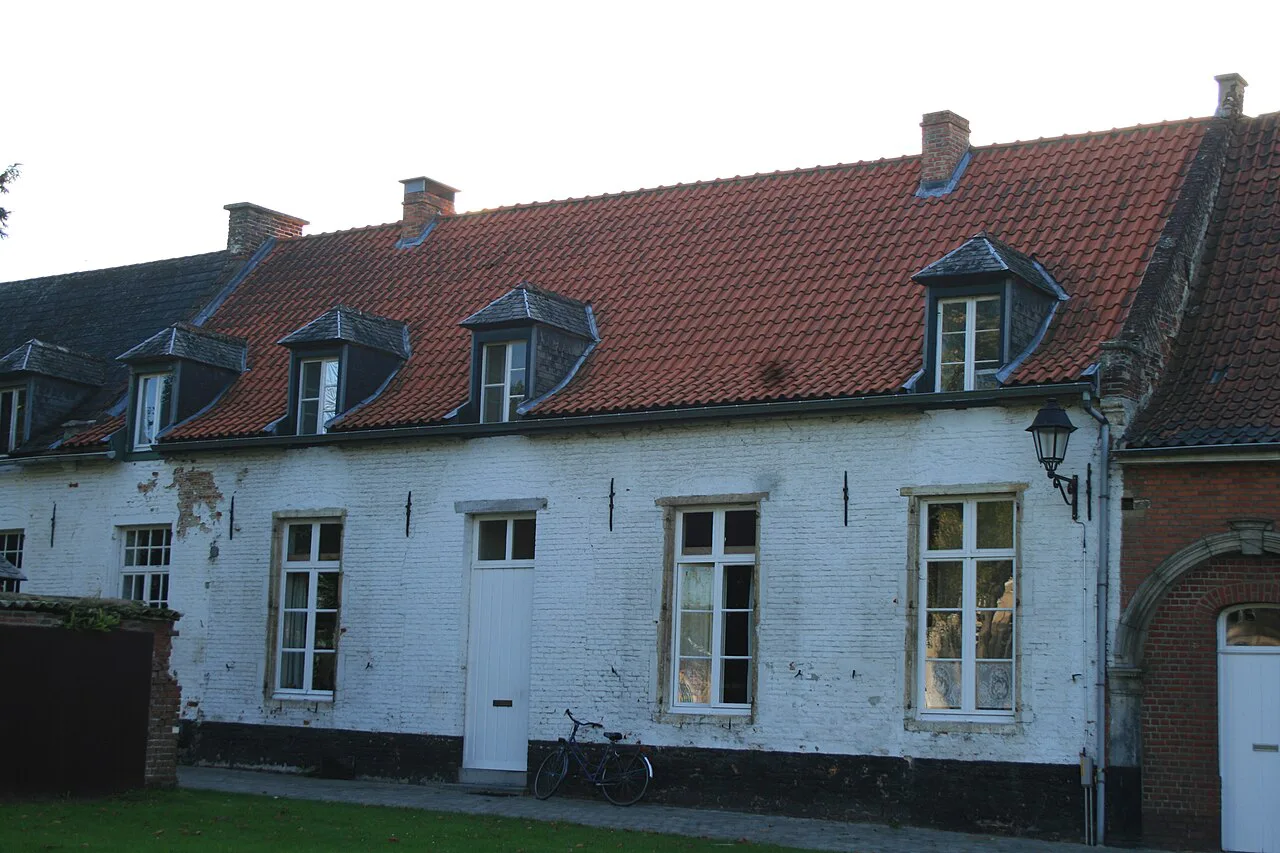 Whitewashed buildings of Vlierbeek Abbey in Kessel-Lo, Leuven.