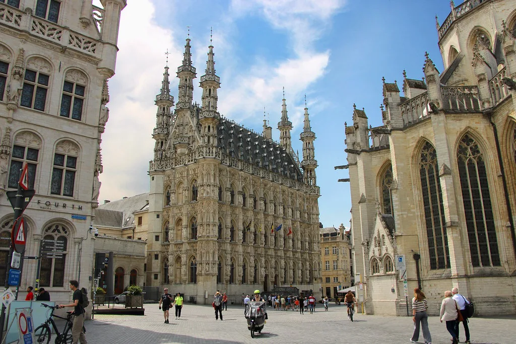 Leuven Town Hall on the Grote Markt beside St Peter's Church, Leuven.