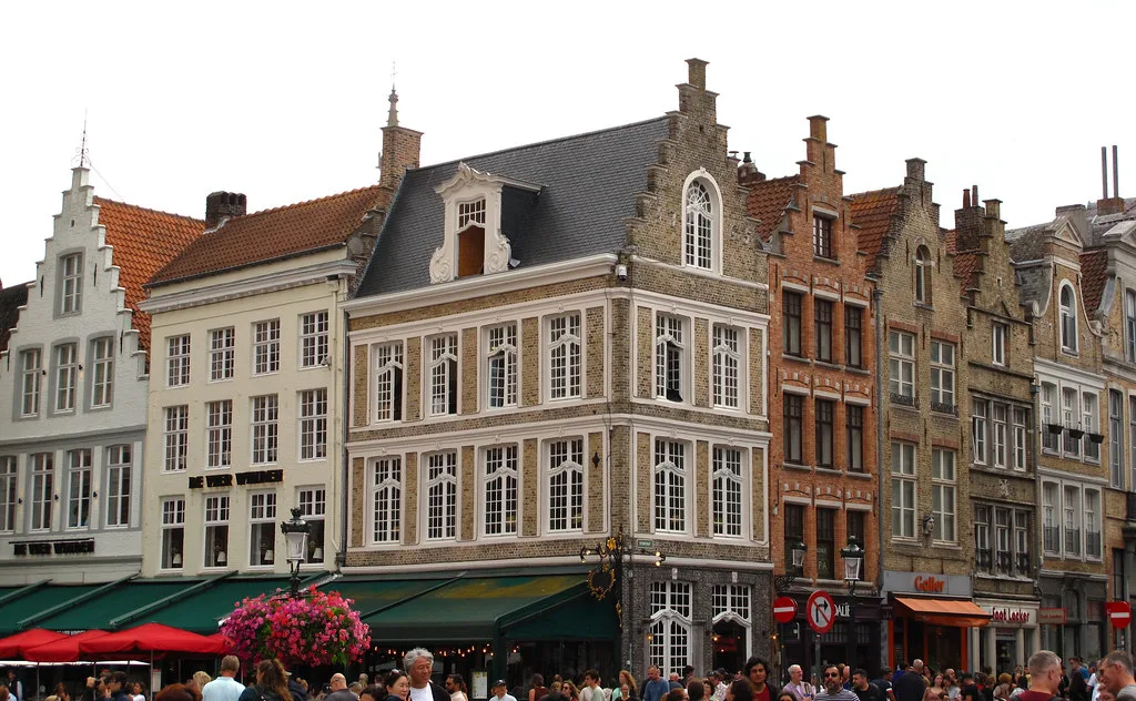 A row of gabled houses on the Markt in Bruges.