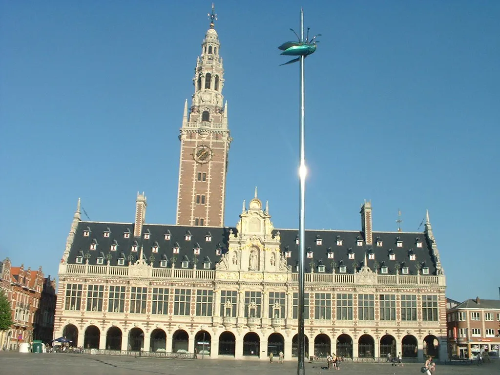 The University Library and its tower on Ladeuzeplein, Leuven.