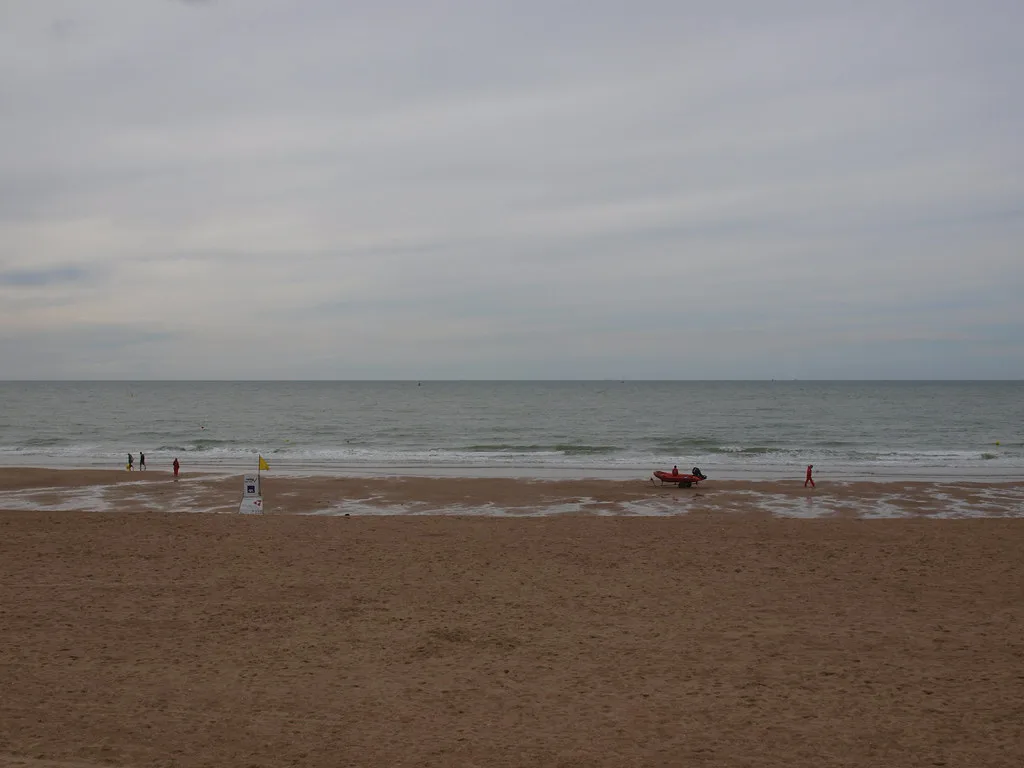 The beach at Ostend on a cloudy day.