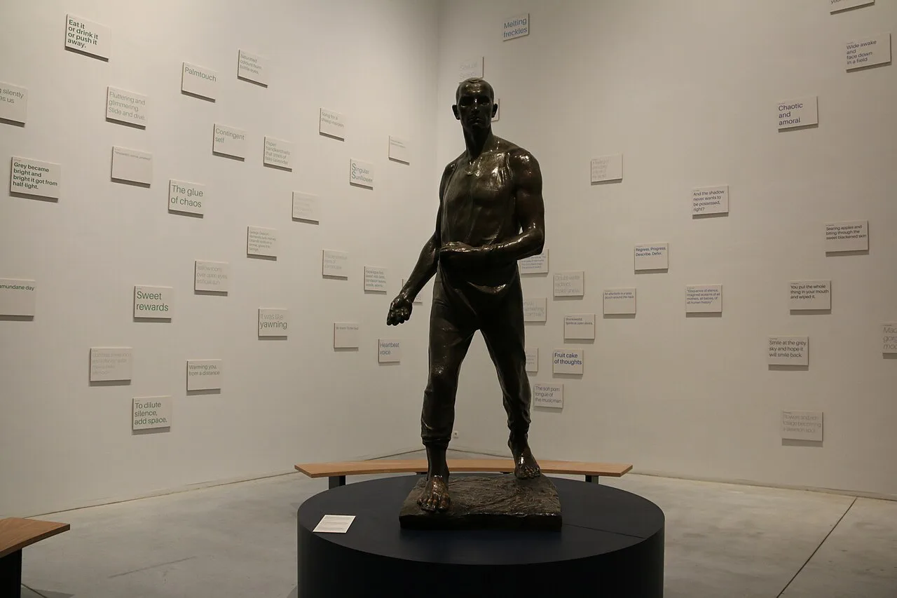 A bronze sculpture in a gallery at M Leuven, Leuven.