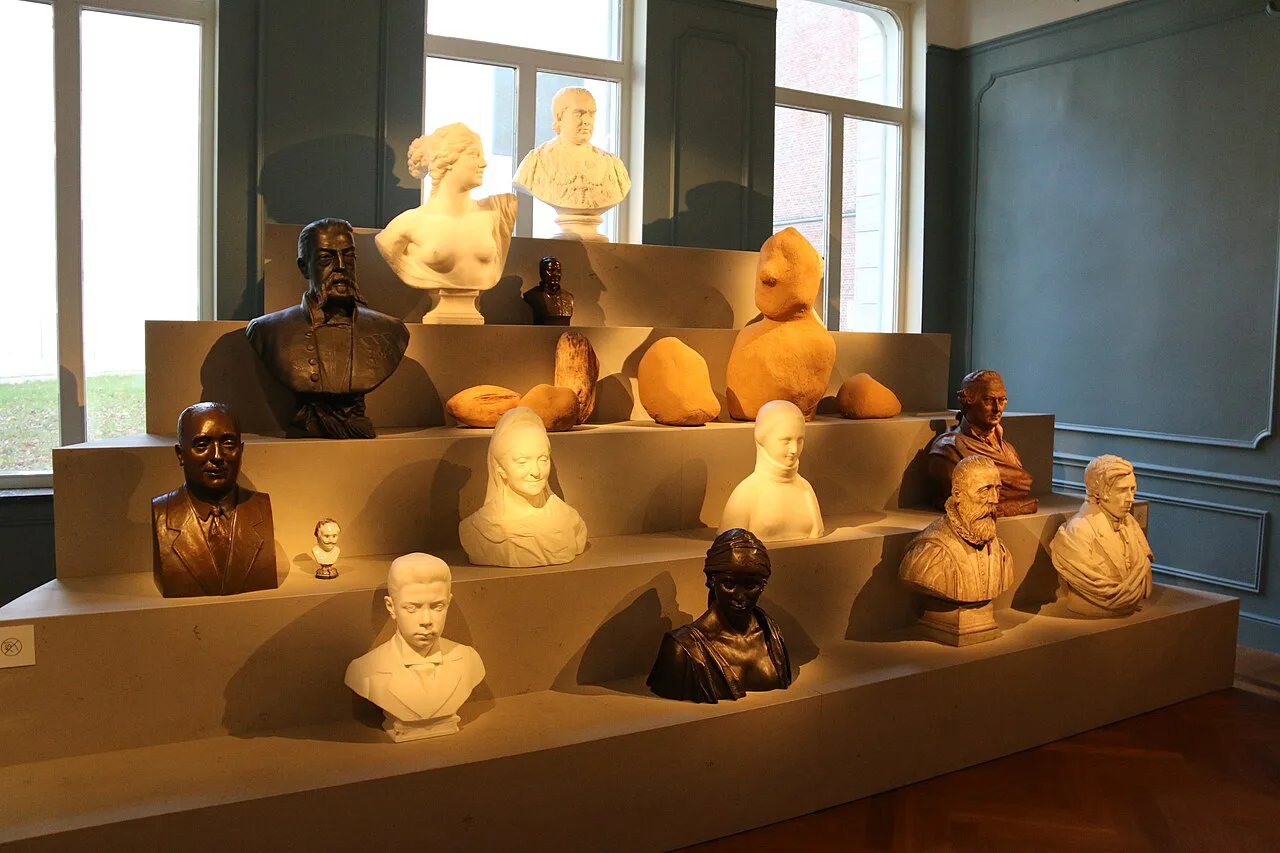 Sculpted busts on display at M Leuven, Leuven.