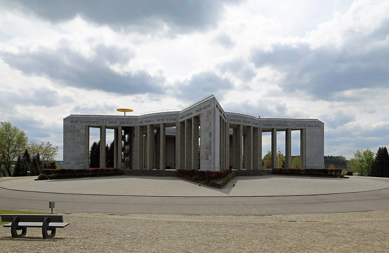 The star-shaped Mardasson Memorial on its hill, Bastogne.