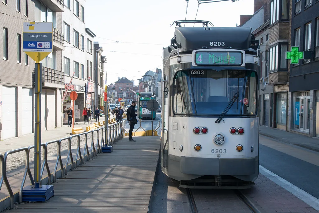 A tram near Muide, Ghent.