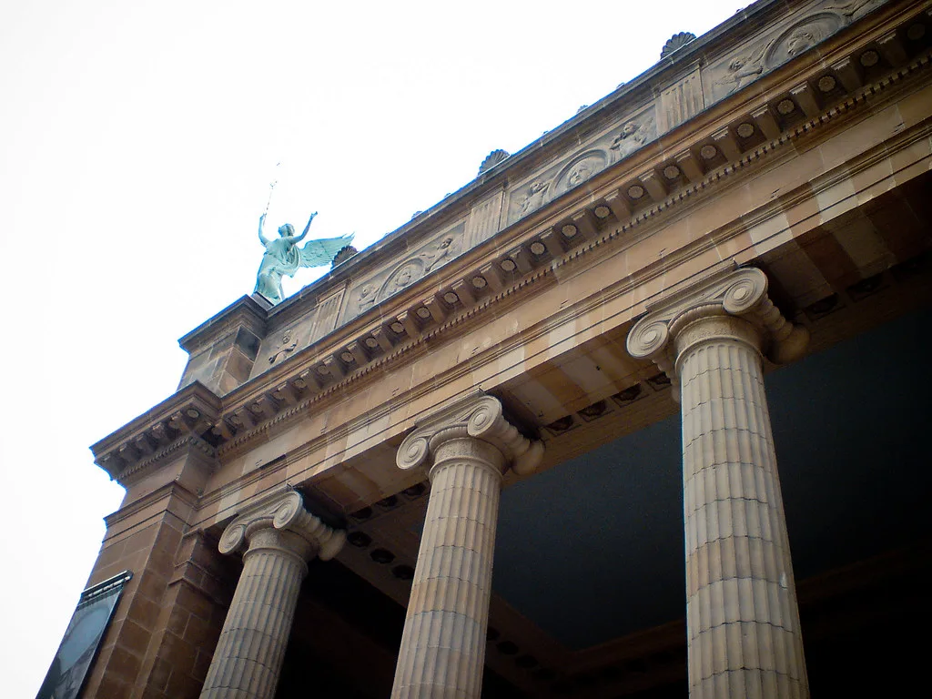 The columned entrance of the Museum of Fine Arts (MSK), Ghent.