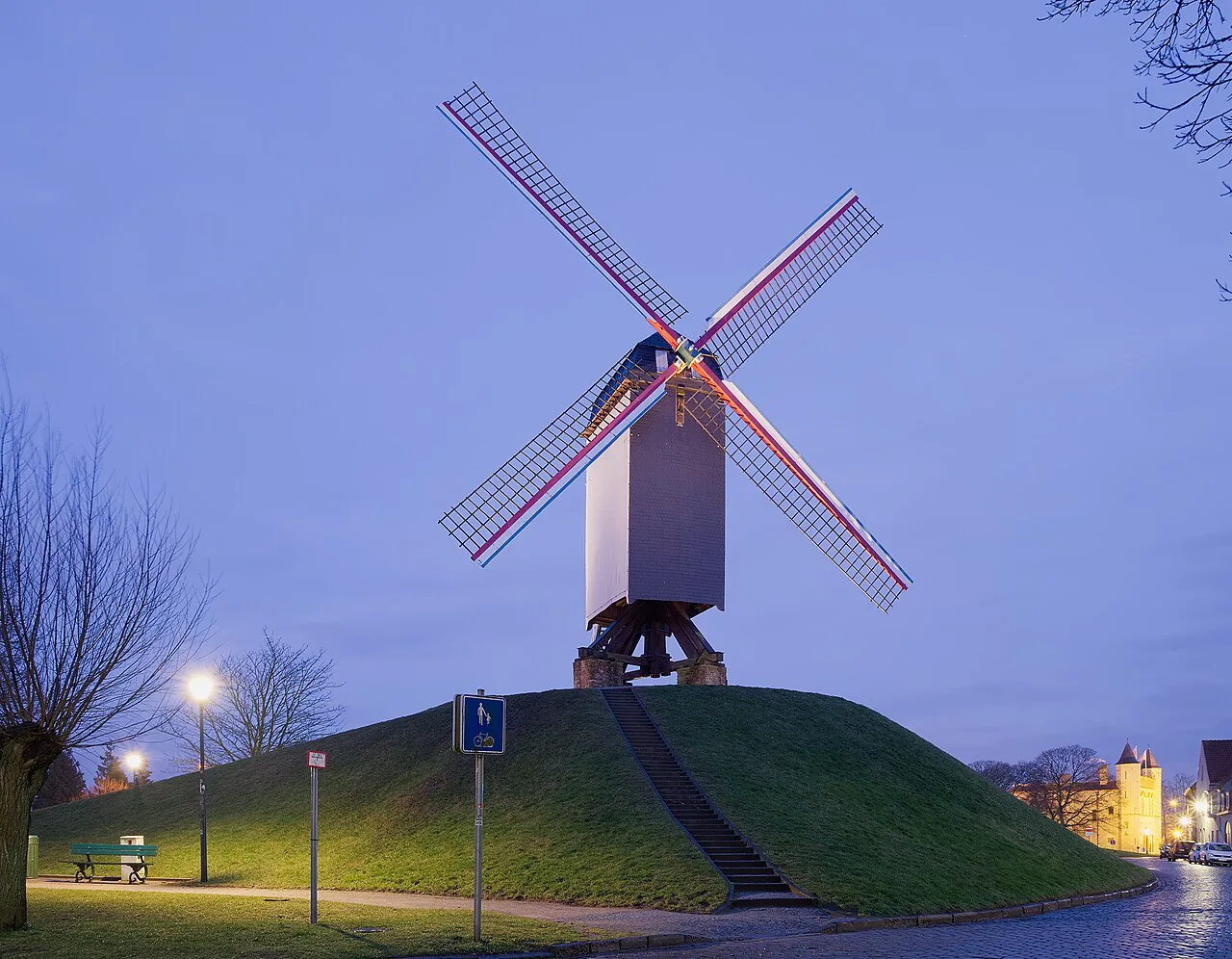 The Bonne Chiere windmill on the old ramparts of Bruges.