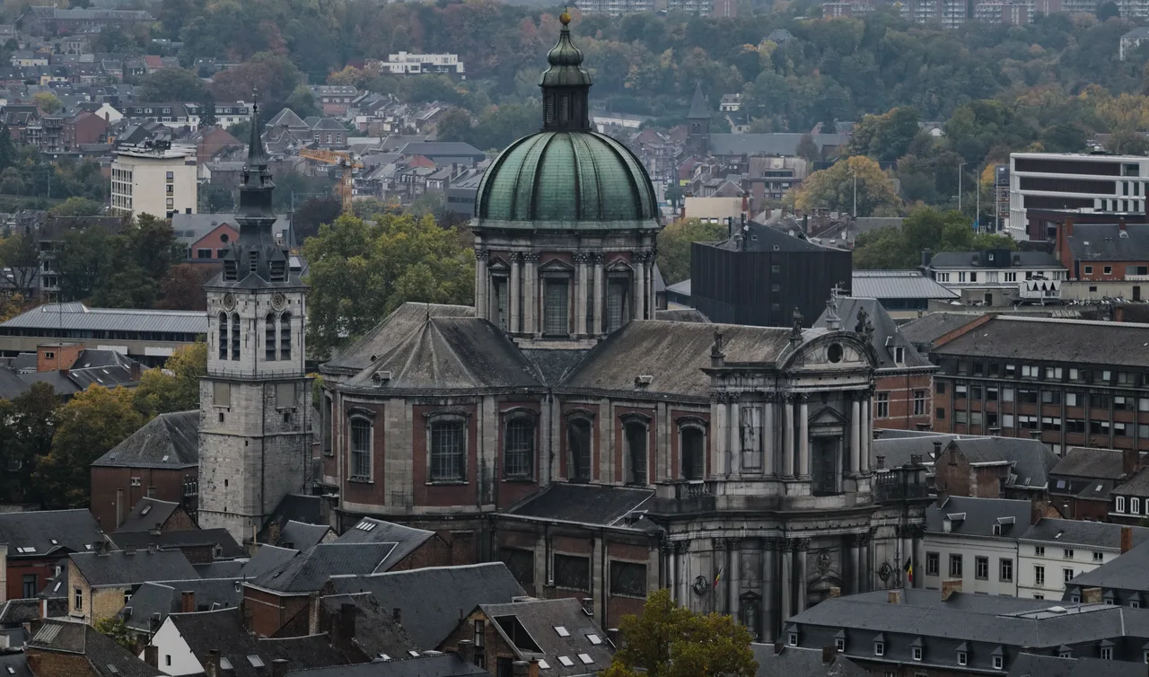 St Aubin's Cathedral seen from the Citadel of Namur.