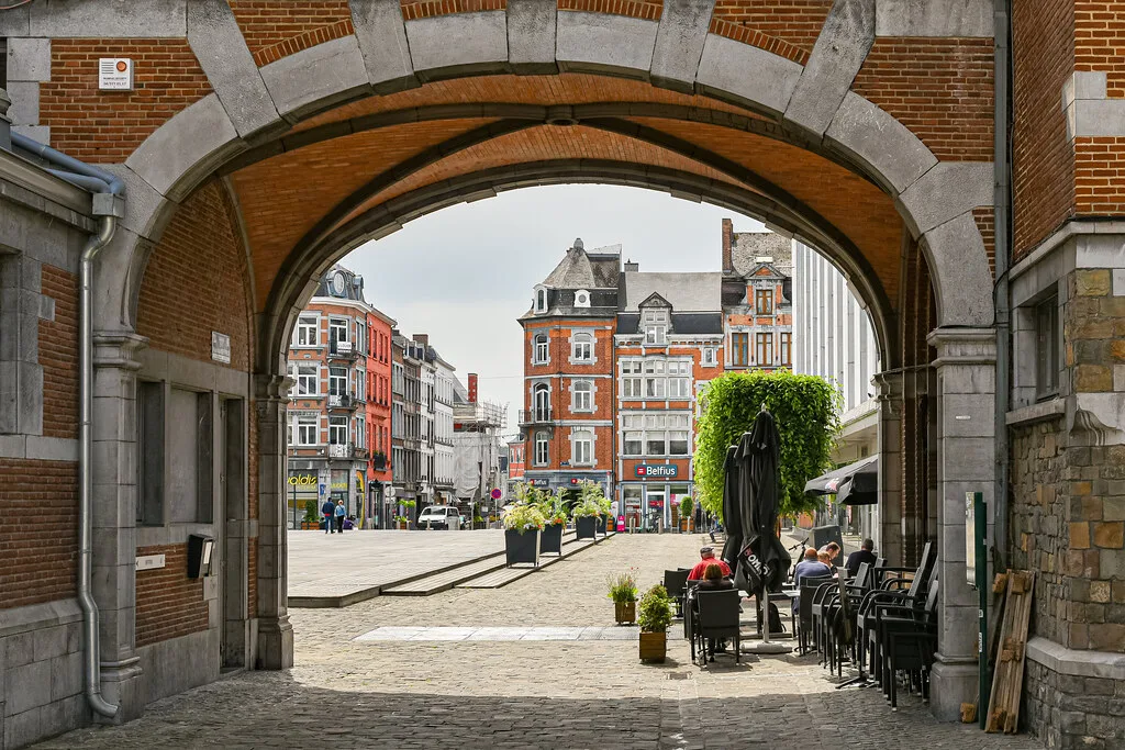 An archway onto the Place d'Armes, Namur.