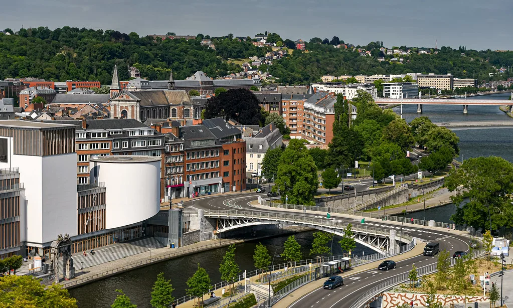 The river and its bridges seen from above Namur.