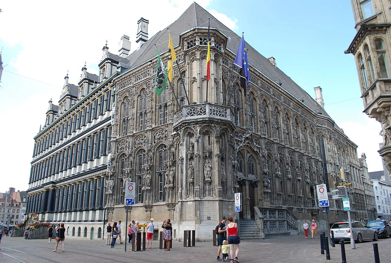 The Renaissance facade of Ghent City Hall, Ghent.