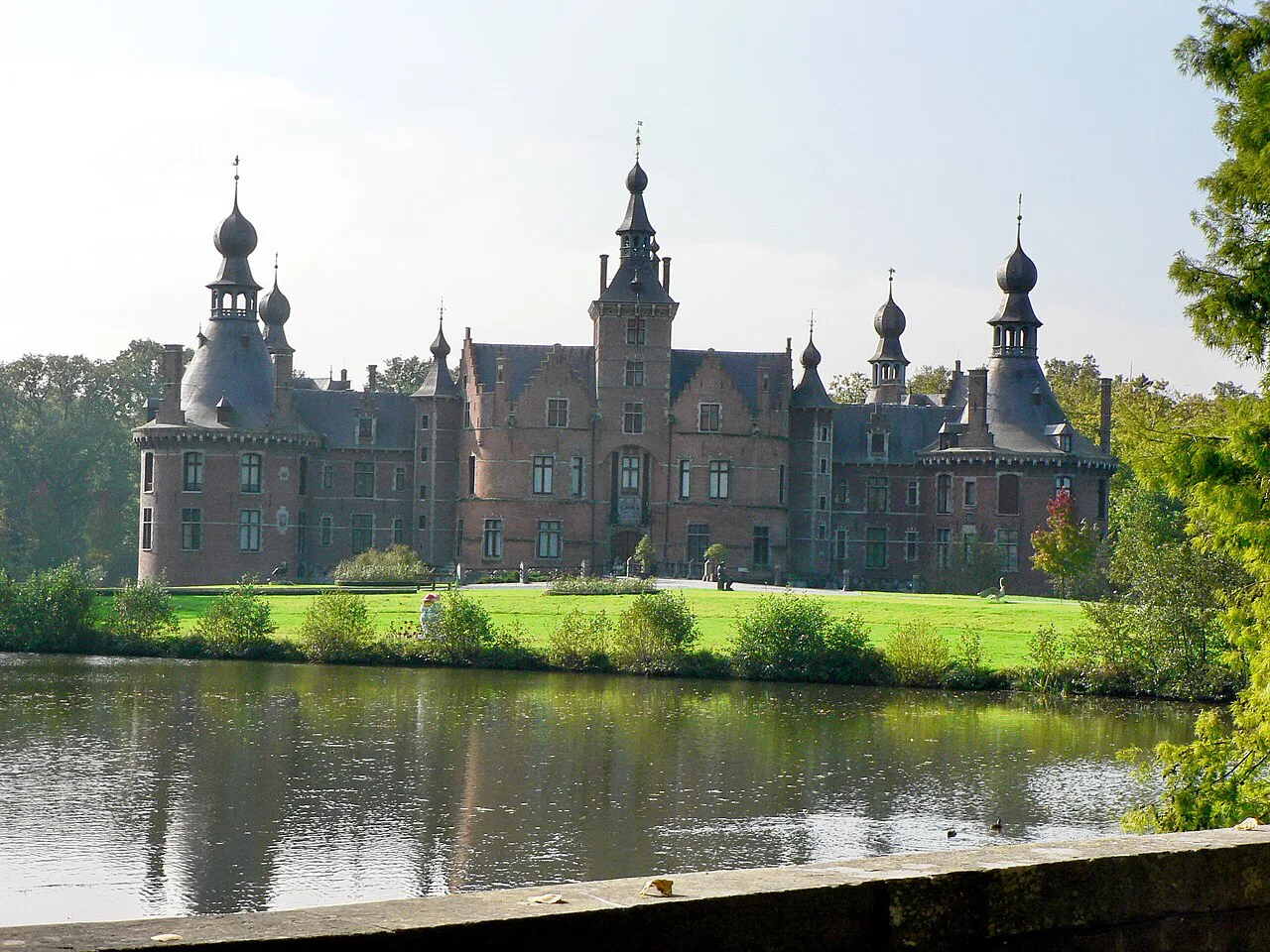 Ooidonk Castle reflected in its moat, Deinze.