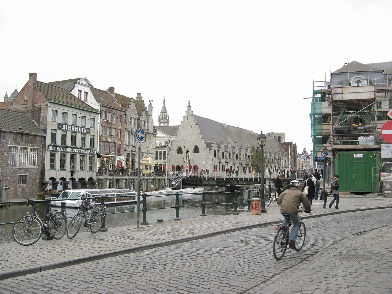 Kraanlei on the edge of the Patershol, looking towards the Groot Vleeshuis, Ghent.