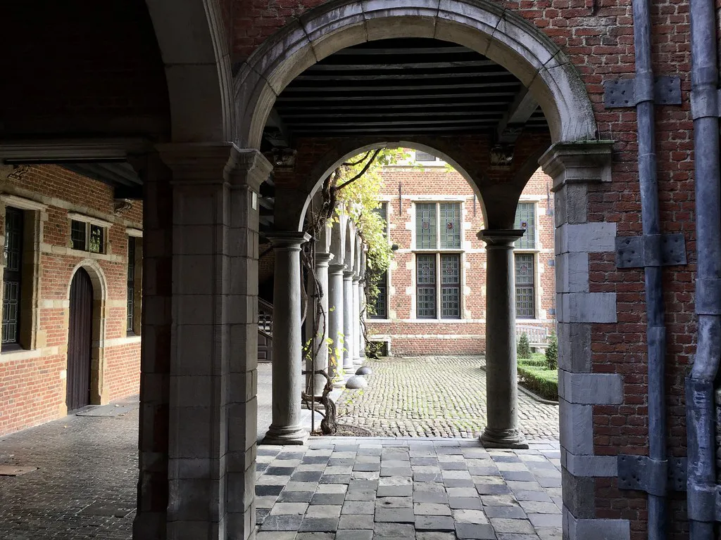 The arcaded inner courtyard of the Museum Plantin-Moretus in Antwerp.